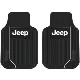 Jeep Elite Style 2pc Front Black Rubber Universal Car Truck Floor Mats Set: Automotive