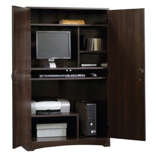 Sauder Beginnings Computer Armoire   Cinnamon Cherry   Computer Armoires