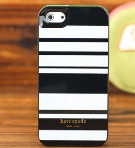 Kate Spade Apple Iphone 5 Resin Hard Case(black with White Stripes) with Free 3.5mm Night Owl Anti dust Headphone Jack: Cell Phones & Accessories