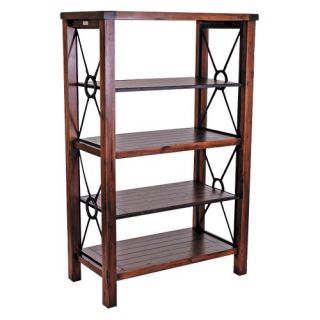 New Rustics Home Modern Lodge Collection Wood and Metal 4 Shelf Bookcase   Bookcases