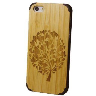 e821 Durable Plastic Case with Equisite Sculptural Pattern Bamboo Wood Backing Shell Iphone 5 Case Protective Case(lovetree): Cell Phones & Accessories