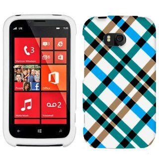 Nokia Lumia 822 Blue Plaid on White Hard Case Phone Cover: Cell Phones & Accessories