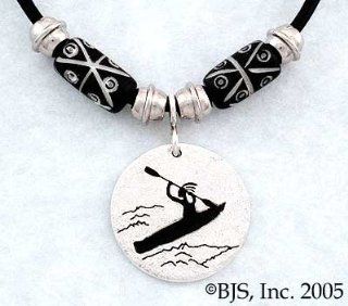 Kayaking Kokopelli Necklace   Sterling Silver Water Sports Jewelry: Everything Else