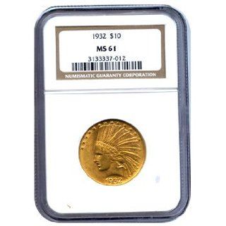 Certified US Gold $10 Indian MS61 (Dates Our Choice) PCGS or NGC: Toys & Games