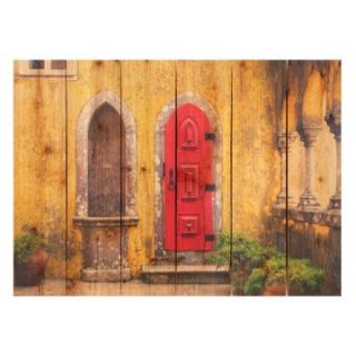 Gizaun Art Red Door Indoor/Outdoor Full Color Cedar Wall Art   Outdoor Wall Art