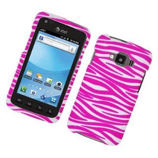 For Samsung Rugby Smart/SGH I847 Hard RUBBERIZED Case Zebra Pink and White 