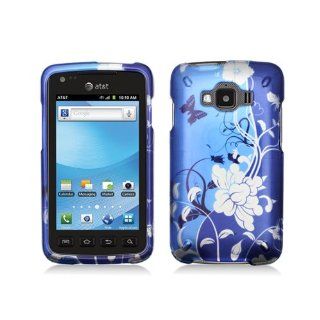 Blue Flower Butterfly Hard Cover Case for Samsung Rugby Smart SGH I847: Cell Phones & Accessories