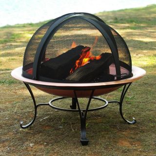 30 in Round Copper Finish Fire Pit w/ Dome Screen   Fire Pits