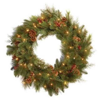 30 in. Decorative Collection Noble Mixed Pre Lit Battery Operated LED Wreath   Christmas Wreaths