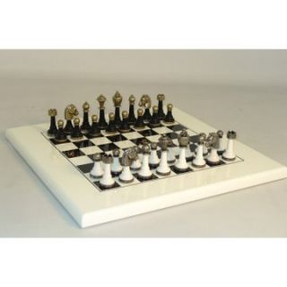 Metal and Wood Chess Set on Black/White Painted Board   Chess Sets