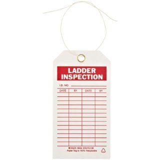 Brady 86665 3" Width x 5 3/4" Height B 853 Cardstock, Red on White Ladder Tag, Header "Ladder Inspection", Pack of 100 Industrial Warning Signs