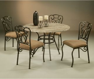 Pastel Wilton 5 piece Poly Travertine Top Dining Table Set   Dining Table Sets