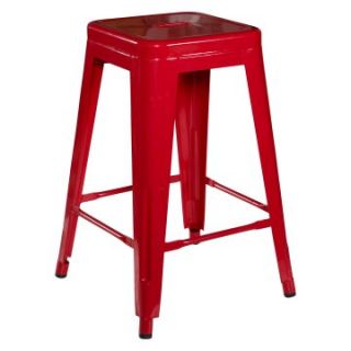 Linon Red Square Metal Backless Counter Stool   Set of 2   Bar Stools