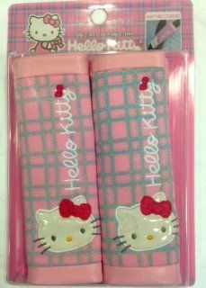 Hello Kitty Pink Checker Seat Belt Shoulder Pad Cover   one pair Automotive