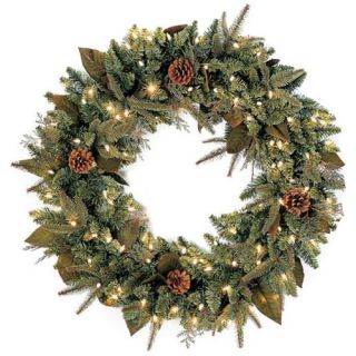 30 in. Pre lit Clear Light Green River Spruce Wreath   Christmas Wreaths