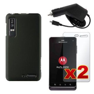 Motorola Droid 3 XT862 / MileStone 3 XT883   Black Rubberized Hard Plastic Skin Case Cover + Car Charger + 2 Clear Screen Protectors [AccessoryOne Brand]: Cell Phones & Accessories