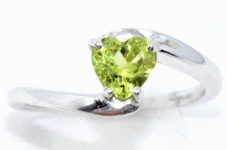 1 Carat Peridot Heart Ring .925 Sterling Silver Rhodium Finish White Gold Quality AVAILABLE IN ANY SIZE, AFTER PURCHASE MESSAGE US WITH THE SIZE YOU WANT Jewelry