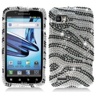 Hard Plastic Snap on Cover Fits Motorola MB865 Atrix 2 Black and White Zebra Full Diamond AT&T: Cell Phones & Accessories