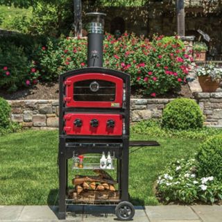 Fornetto Wood Fired Pizza Oven and Smoker   Red   Outdoor Pizza Ovens
