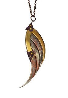VANTH   Blade Wing   Neo Victorian Gothic Jewelry   Femme Fatale Necklace   24K Gold Plated   Antiqued Copper Filigrees and Industrial Brass Screws: Pendant Necklaces: Jewelry