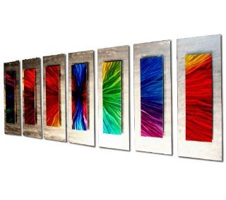 Green, Yellow, Red, Pink, Purple, Orange, Blue Artwork 'Bow Shock'   48x20 in.   Rainbow Colors Design   Metal Wall Accents for Living Room   Colorful Metal Wall Art   Wall Sculptures