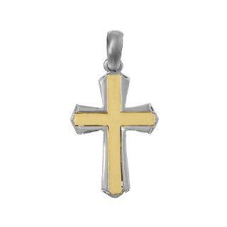 925 Sterling Silver Religious Charms Jewelry Pendant, 14K Gold Cross In Si: Million Charms: Jewelry