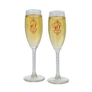 Jamie Lynn Wedding 40th Anniversary Collection, Toasting Flutes, Set of 2: Champagne Flutes: Kitchen & Dining