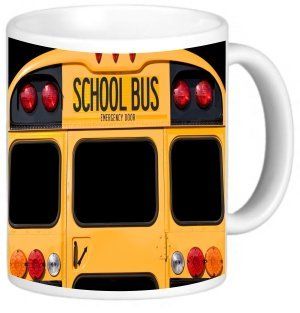 Rikki KnightTM Back Of A Yellow School Bus Design 11 oz Photo Quality Ceramic Coffee Mug Cup   FDA Approved   Dishwasher and Microwave Safe: Kitchen & Dining