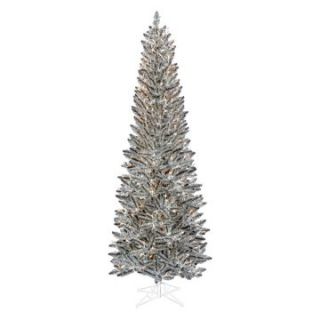 Pewter Tinsel Slim Pre lit Christmas Tree   Christmas Trees