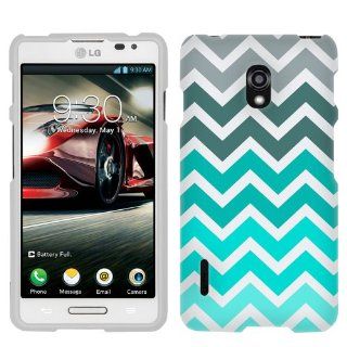LG Optimus F7 Chevron Grey Green Turquoise Pattern Phone Case Cover Cell Phones & Accessories