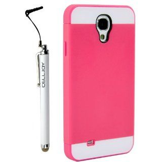 Celljoy Hybrid TPU 2pc Layered Hard Case Rubber Bumper & Smoothglide Capacitive Stylus Touch Pen White for Samsung Galaxy S4 SIV (At&t / Verizon / Us Cellular / Sprint / T mobile / Unlocked) [Celljoy Retail Packaging] (Hot Pink / Fuschia / White): 