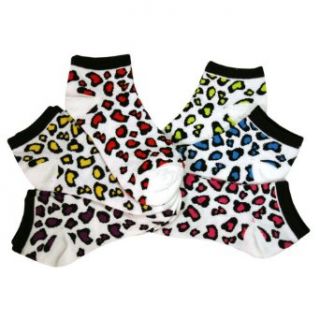 Luxury Divas White Multi Color Leopard Spotted 6 Pack Ankle No Show Socks at  Womens Clothing store: Athletic Socks