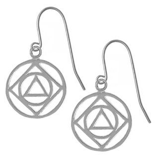 AA & NA Anonymous Dual Symbol Earrings, #852 13, Sterling Silver, Circle with Dual Symbol: Jewelry