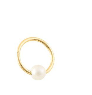 Body Gems 20 Gauge 1/4" 14kt Solid Yellow Gold Captive Bead Ring With 3mm Pearl Bead: Body Gems: Jewelry