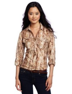 Lucky Brand Women's Snake Eyes Jane Top, Brown Multi, X Small at  Womens Clothing store