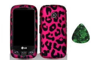 For Straight Talk LG 505c LG505c LG 505 C Pink Leopard Hard Cover Faceplate Case Black + Free Green Stone Pry Tool: Cell Phones & Accessories