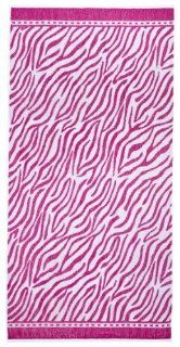 Zebra Pink White by Cotton Craft   Terry Jacquard Beach Towel size 32x63   500 grams 100% Pure Ringspun Cotton   Brilliant intense vibrant colors   Highly absorbent easy care machine wash   Use for picnic poolside or as a colorful bath towel   Other styles