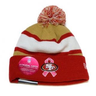 San Francisco 49ers New Era 2013 NFL Breast Cancer Awareness Knit Hat : Sports Fan Novelty Headwear : Clothing