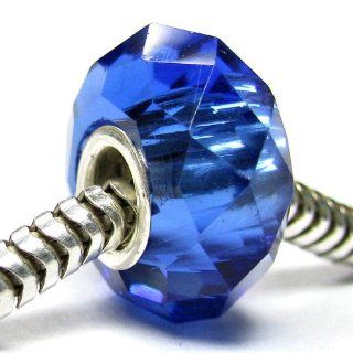 Sterling Silver Birthstone Crystal Sapphire Blue European Bead Charm September: Jewelry