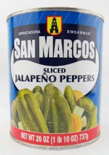 San Marcos Sliced Jalapenos 26 oz : Chile Peppers Produce : Grocery & Gourmet Food