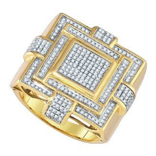 Mens Diamond Ring 0.72CTW DIAMOND MICRO PAVE MENS RING Wedding Band 10K Yellow gold: Men S Rings: Jewelry