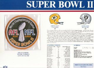 1967 Green Bay Packers/ Oakland Raiders NFL Super Bowl 2 (II) 1968 Bart Starr MVP Willabee Ward Patch and Stat Panel Card 