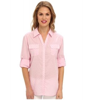 Jones New York L/S Roll Shirt w/ Patch Pockets Womens Long Sleeve Button Up (Pink)