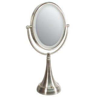 Zadro LED Lighted 10X / 1X Oval Satin Nickel Vanity Mirror: Beauty