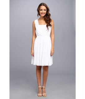 Marc New York by Andrew Marc Crushed Chiffon Fit Flare Dress Womens Dress (White)