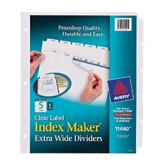 Avery Extra Wide Dividers, Ink Jet Printer, White, 5 Tab, 9 x 11 Inches, 5 Sets (11440)  Binder Index Dividers 