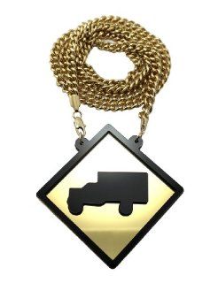 New Iced Out Gold/Black Lil Wayne Mirror Trukfit Pendant w/8mm 36" Miami Cuban Chain Necklace XP867 2G Jewelry