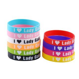 Primeshop I Love Lady Gaga Silicone Wristbands Bracelets, Heart, 10Pcs/Set: Beauty