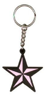 NSI   Pink and Black Nautical Star   Rubber Keychain: Automotive