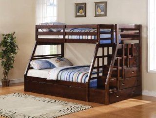 Acme 37015 Jason Twin/Full Bunk Bed with Storage Ladder and Trundle, Espresso Finish: Home & Kitchen